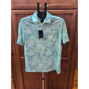 NWT Mens Izod Saltwater Classic Short Sleeve Tropical Print‎ Polo Shirt Small